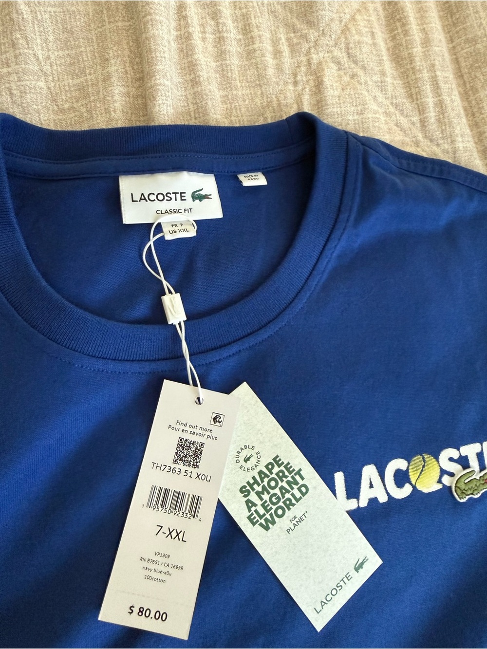 Lacoste Royal Blue Crewneck Tee with Tennis Logo - Picture 2 of 4